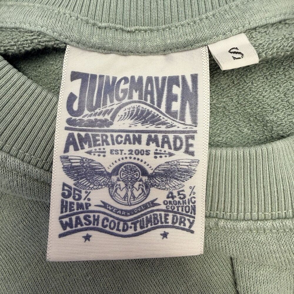 Jungmaven American Made Hemp Organic Cotton Sweatshirt Sage Green S USA Unisex - Picture 7 of 10